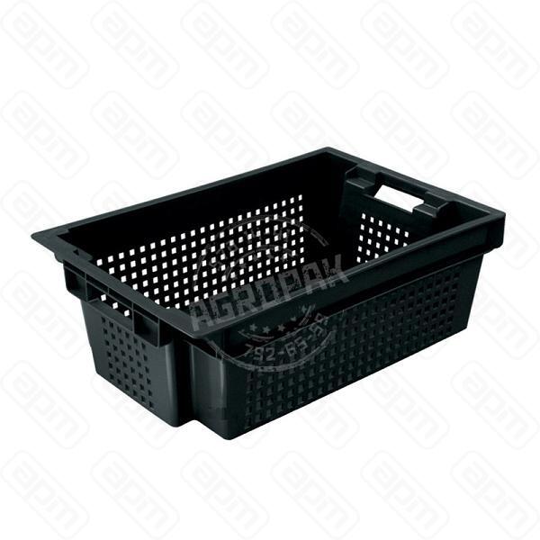 Ящик овощной 600х400х200мм конусный объем 32л пэ цвет черный Ok 600400200-02