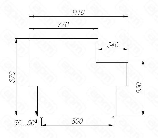 Прилавок нейтральный серии GC110 N 125-7 П-125 Carboma GC110 Ral9006