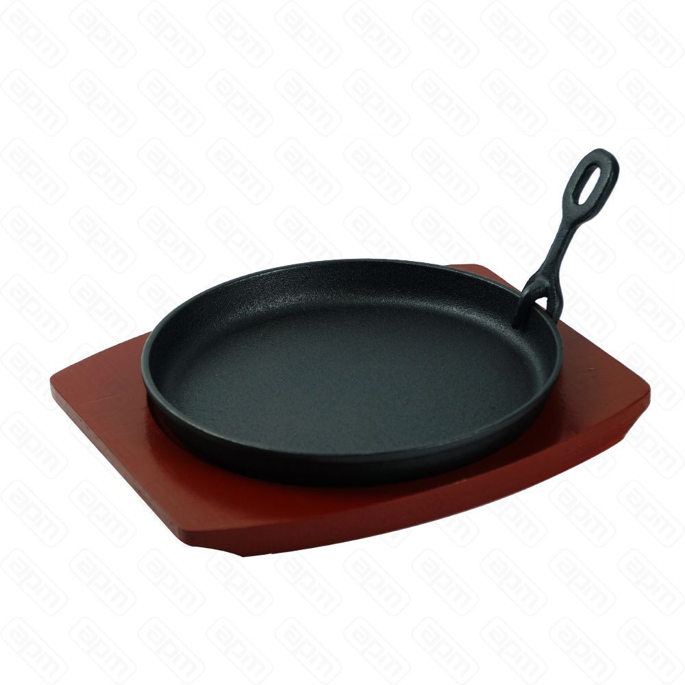 Сковородка чугунная круглая на деревянной подставкедля подачи d22 cм PL-ProffCuisine