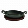 Сковородка чугунная овальная на деревянной подставкедля подачи 1510 cм PL-ProffCuisine