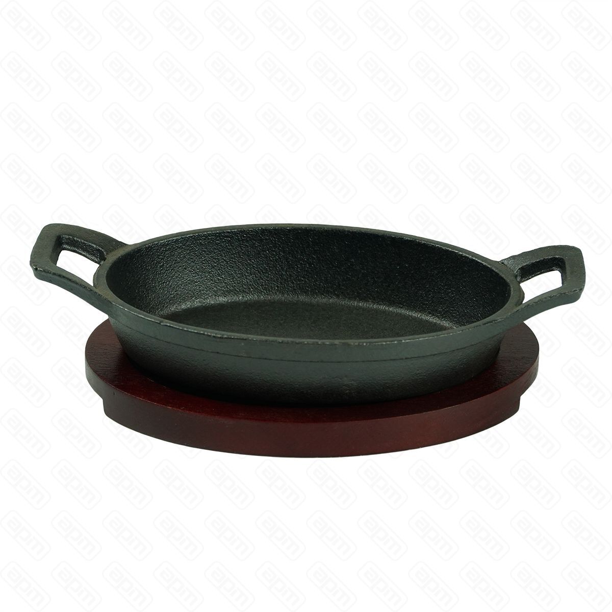 Сковородка чугунная овальная на деревянной подставкедля подачи 1510 cм PL-ProffCuisine