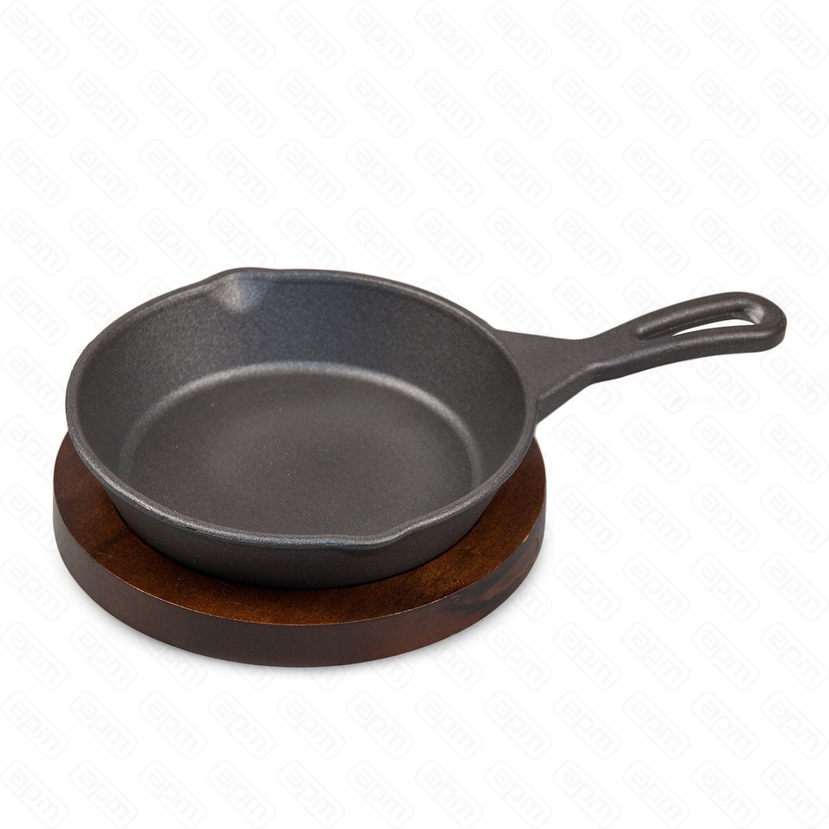 Сковородка алюминиевая черная 1635 см для подачи на деревянной подставке PL Proff Cuisine